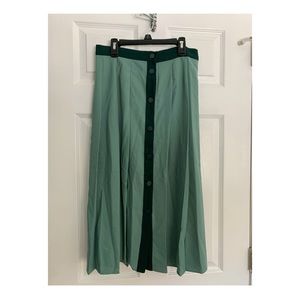 Green pleat midi skirt high waist ModCloth vintage